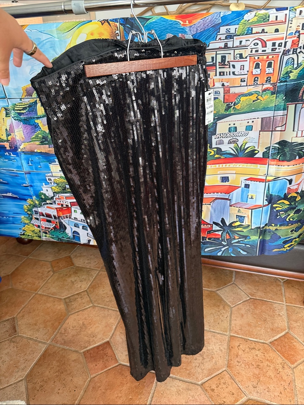 Black Sequin pants with back zip